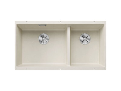 Υποένθετος Νεροχύτης Κουζίνας Blanco Subline 480/320-U 85 x 46 cm σε απόχρωση Soft White. Κατασκευή από υλικό Silgranit Puradur με αντοχή στα χτυπήματα.