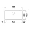 Υποένθετος Νεροχύτης Κουζίνας Blanco Subline 800-U 83 x 46 cm σε απόχρωση Nero. Κατασκευή από υλικό Silgranit Puradur με αντοχή στα χτυπήματα.