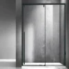 Καμπίνα ντουζιέρας από Τοίχο σε Τοίχο με Διαφανές Κρύσταλλο ασφαλείας Santorini 400 CL Black Matt 140 cm. Με 1 Συρόμενο και 1 Σταθερό φύλλο.