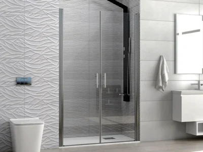 Καμπίνα ντουζιέρας από Τοίχο σε Τοίχο με Διαφανές Κρύσταλλο ασφαλείας SS 28 CL 95cm. Με 2 Ανοιγόμενες πόρτες.