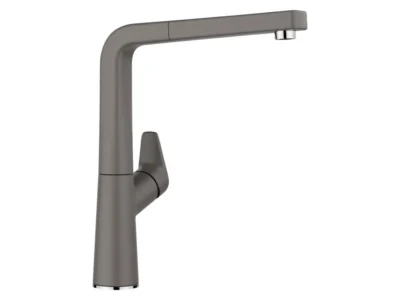 Μπαταρία Κουζίνας Blanco Avona-S με Αποσπώμενο Ντους και Σπιράλ. Υψηλός κορμός με περιστρεφόμενο ρουξούνι σε απόχρωση γρανίτη Volcano Grey.