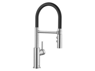 Μπαταρία Κουζίνας Blanco Catris-S Flexo PVD Steel. Υψηλό περιστρεφόμενο ρουξούνι με Αποσπώμενο Ντουζ σε απόχρωση Inox.