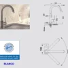 Μπαταρία Κουζίνας Blanco Mida. Κορμός με υψηλό περιστρεφόμενο ρουξούνι σε απόχρωση Chrome.