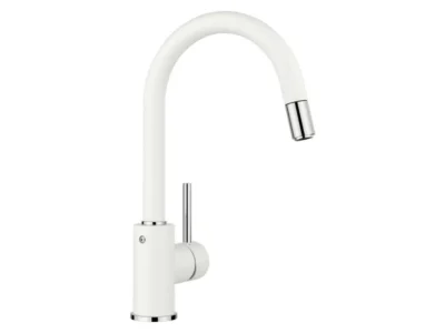 Μπαταρία Κουζίνας Blanco Mida-S με Αποσπώμενο Ντους και Σπιράλ. Κορμός με περιστρεφόμενο ρουξούνι σε απόχρωση γρανίτη White.