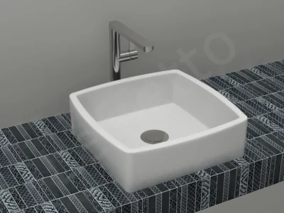 Επιτραπέζιος νιπτήρας μπάνιου Square 40 x 40 cm χωρίς υπερχείλιση.