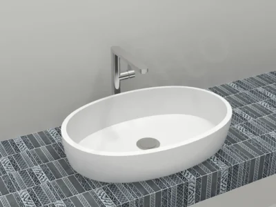 Επιτραπέζιος νιπτήρας μπάνιου Up-Oval 59 x 39 cm χωρίς υπερχείλιση.