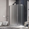 Γωνιακή ασύμμετρη καμπίνα ντουζιέρας με Διαφανές Κρύσταλλο ασφαλείας Flora-650 FR 120 x 90 cm.