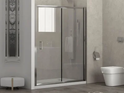 Καμπίνα ντουζιέρας από Τοίχο σε Τοίχο με Διαφανές Κρύσταλλο ασφαλείας Flora N-500 CL 120 cm. Με 1 Συρόμενo και 1 Σταθερό φύλλο.