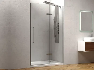 Καμπίνα ντουζιέρας από Τοίχο σε Τοίχο με Διαφανές Κρύσταλλο ασφαλείας Tinos CL-400 Chrome 70 cm.