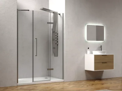 Καμπίνα ντουζιέρας από Τοίχο σε Τοίχο με Διαφανές Κρύσταλλο ασφαλείας Tinos CL-600 Chrome 180 cm.