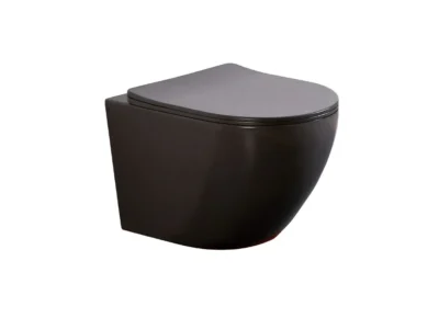 Κρεμαστή λεκάνη WC Τουαλέτας Alpha Black Matt 48 cm από Υαλώδη πορσελάνη.