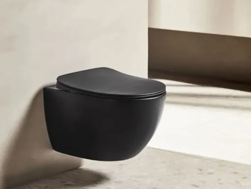 Κρεμαστή λεκάνη WC Τουαλέτας Free Rimless FE-322 Black Matt 51 cm από Υαλώδη πορσελάνη