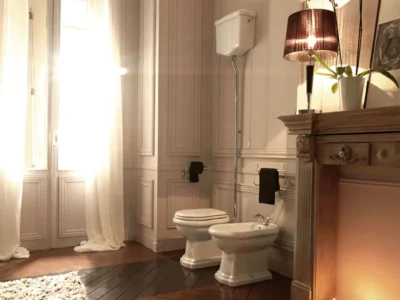 Λεκάνη τουαλέτας Υψηλής Πίεσης με Καζάνι και Κάλυμα Kerasan Retro High Level 70 cm.