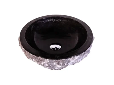Επιτραπέζιος πέτρινος νιπτήρας μπάνιου Meteor Black 40 x 40 cm.