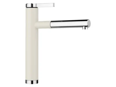 Μπαταρία Κουζίνας Blanco Linee-S με Αποσπώμενο Ντους και Σπιράλ. Υψηλός κορμός με περιστρεφόμενο ρουξούνι σε απόχρωση γρανίτη Soft White.