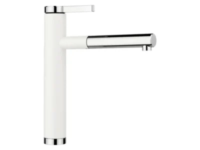 Μπαταρία Κουζίνας Blanco Linee-S με Αποσπώμενο Ντους και Σπιράλ. Υψηλός κορμός με περιστρεφόμενο ρουξούνι σε απόχρωση γρανίτη White.