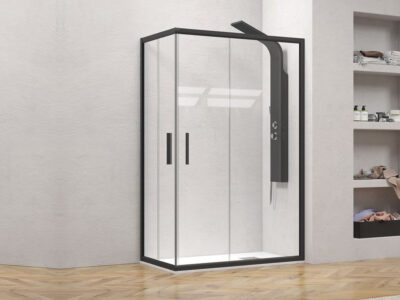Ορθογώνια καμπίνα ντουζιέρας με Διαφανές κρύσταλλο ασφαλείας Efe 100 REC 140 x 90 cm με 2 Συρόμενες Πόρτες και 2 Σταθερά φύλλα.