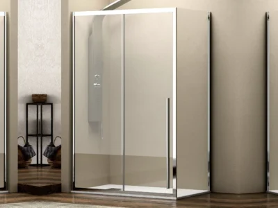 Ορθογώνια καμπίνα ντουζιέρας με Διαφανές κρύσταλλο ασφαλείας Elysium 400 REC 150 x 70 cm με 1 Συρόμενη Πόρτα και 1 Πλαινό Σταθερό φύλλο.