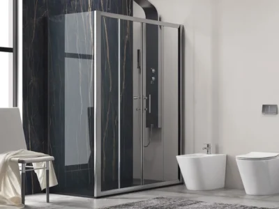 Ορθογώνια καμπίνα ντουζιέρας με Διαφανές κρύσταλλο ασφαλείας Flora 600 REC 210 x 70 cm Διαφανής με 2 Συρόμενες Πόρτες και 1 Σταθερό πλαινό φύλλο.