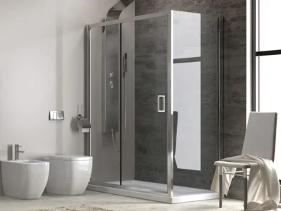 Ορθογώνια καμπίνα ντουζιέρας με κρύσταλλο Διαφανές ασφαλείας Flora N-500 REC 100 x 80 cm με 1 Συρόμενη Πόρτα και 1 πλαινό σταθερό φύλλο.