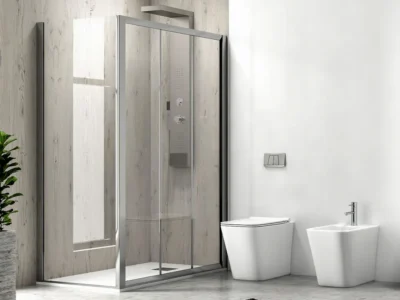 Ορθογώνια καμπίνα ντουζιέρας με κρύσταλλο Διαφανές ασφαλείας Penta 300 REC 160 x 70 cm με 2 Συρόμενες Πόρτες και 1 πλαινό σταθερό φύλλο.