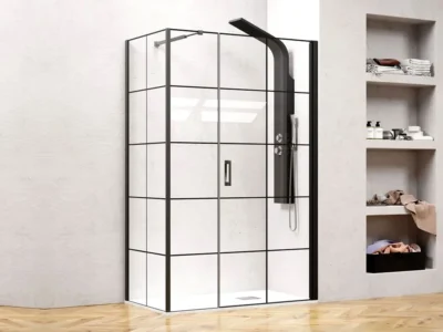 Ορθογώνια καμπίνα ντουζιέρας με Διαφανές κρύσταλλο ασφαλείας Pivot Frame-5 LN 120 x 80 cm με είσοδο από την Εμπρόσθια πλευρά.
