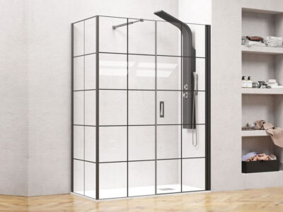 Ορθογώνια καμπίνα ντουζιέρας με Διαφανές κρύσταλλο ασφαλείας Pivot Frame-6 LN 140 x 80 cm με είσοδο από την Εμπρόσθια πλευρά.