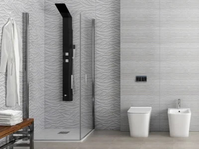 Ορθογώνια καμπίνα ντουζιέρας με Διαφανές κρύσταλλο ασφαλείας S28 REC 80 x 85 cm με 2 Ανοιγόμενες Πόρτες.