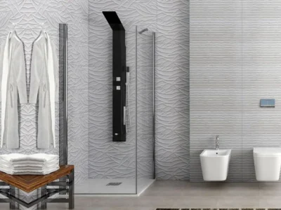 Ορθογώνια καμπίνα ντουζιέρας με Διαφανές κρύσταλλο ασφαλείας S28 REC Free 70 x 100 cm με 1 Ανοιγόμενη Πόρτα και 1 Σταθερό Πλαινό.