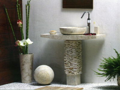 Πάγκος με Κολώνα και Νιπτήρα Dita Vanity Beige 90 x 35 cm.