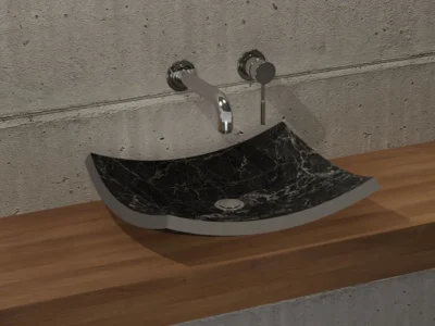 Επιτραπέζιος πέτρινος νιπτήρας μπάνιου Bend Black 50 x 40 cm