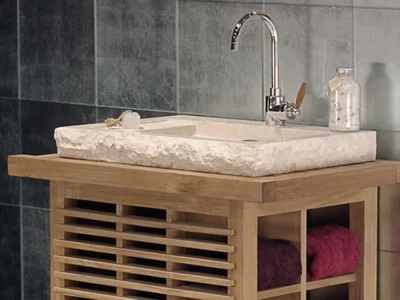 Επιτραπέζιος πέτρινος νιπτήρας μπάνιου Coralia Beige 69 x 47 cm.