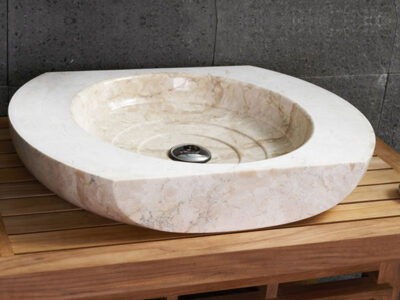 Επιτραπέζιος πέτρινος νιπτήρας μπάνιου Hati Beige 60 x 45 cm.