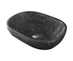 Επιτραπέζιος πέτρινος νιπτήρας μπάνιου Kalia Black 50 x 35 cm.