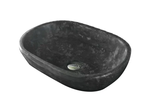 Επιτραπέζιος πέτρινος νιπτήρας μπάνιου Kalia Black 50 x 35 cm.