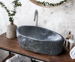 Επιτραπέζιος πέτρινος νιπτήρας μπάνιου River Stone Original 60 x 50 cm.