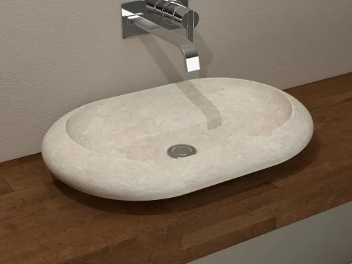 Επιτραπέζιος πέτρινος νιπτήρας μπάνιου Ovalite Beige 55 x 40 cm