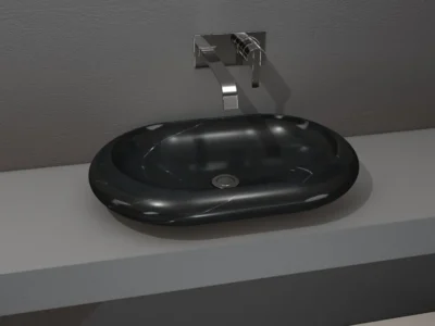 Επιτραπέζιος πέτρινος νιπτήρας μπάνιου Ovalite Black 55 x 40 cm.