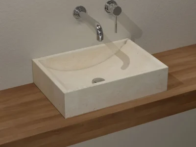 Επιτραπέζιος πέτρινος νιπτήρας μπάνιου Ramos Beige 50 x 35 cm