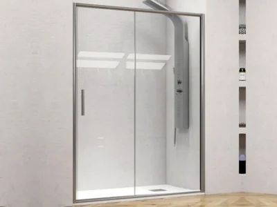 Καμπίνα ντουζιέρας από Τοίχο σε Τοίχο με Διαφανές Κρύσταλλο ασφαλείας Efe 400 CL Argendo 100 cm.