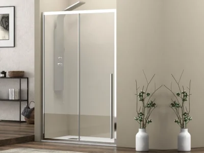 Καμπίνα ντουζιέρας από Τοίχο σε Τοίχο με Διαφανές Κρύσταλλο ασφαλείας Elysium 400 CL 140 cm. Με 1 Συρόμενο και 1 Σταθερό φύλλο.