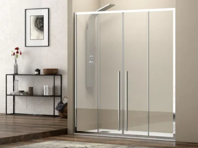 Καμπίνα ντουζιέρας από Τοίχο σε Τοίχο με Διαφανές Κρύσταλλο ασφαλείας Elysium 600 CL 180 cm. Με 2 Συρόμενα και 2 Σταθερά φύλλα.