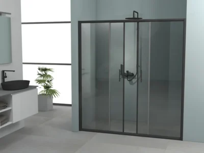 Καμπίνα ντουζιέρας από Τοίχο σε Τοίχο με Διάφανο Κρύσταλλο ασφαλείας Fred 601 CL 150 cm Black Matt.