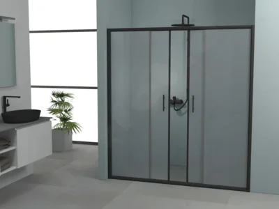 Καμπίνα ντουζιέρας από Τοίχο σε Τοίχο με Frost Κρύσταλλο ασφαλείας Fred 601 FR 160 cm Black Matt.