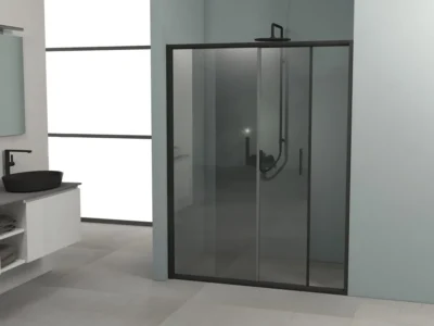 Καμπίνα ντουζιέρας από Τοίχο σε Τοίχο με Διαφανές Κρύσταλλο ασφαλείας Fred 501 CL 120 cm Black Matt.