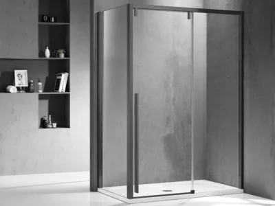 Ορθογώνια καμπίνα ντουζιέρας με Διαφανές κρύσταλλο ασφαλείας Santorini 500 REC 130 x 70 cm Gun Metal Matt