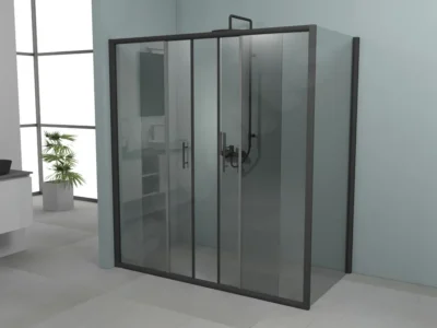 Ορθογώνια καμπίνα ντουζιέρας με Διαφανές κρύσταλλο ασφαλείας Fred 600 CL 200 x 70 cm Black Matt