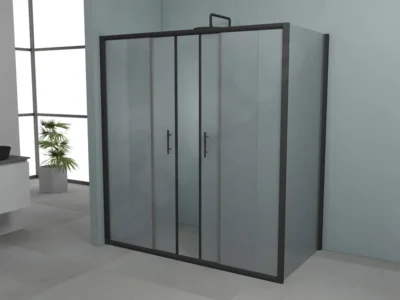 Ορθογώνια καμπίνα ντουζιέρας με Frost κρύσταλλο ασφαλείας Fred 600 FR 190 x 80 cm Black Matt