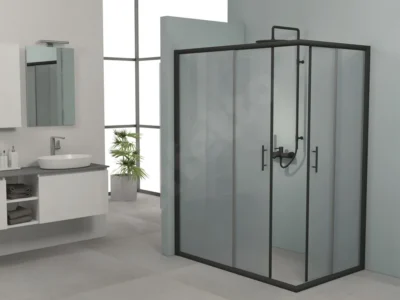 Ορθογώνια καμπίνα ντουζιέρας με Frost κρύσταλλο ασφαλείας Fred 100 FR 120 x 70 cm Black Matt