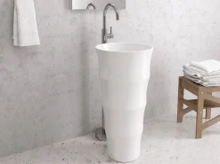 Επιδαπέδιος νιπτήρας μπάνιου ελεύθερης τοποθέτησης από Υαλώδη Πορσελάνη Louvre G-309 42 x 42 cm White.